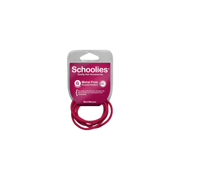 Schoolies Ponytail Holders (metal free) - Mad Maroon