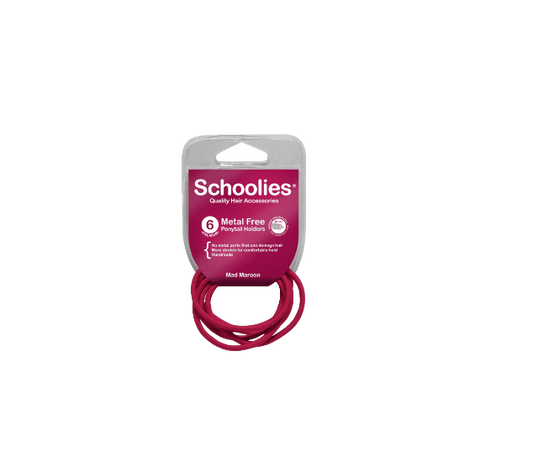 Schoolies Ponytail Holders (metal free) - Mad Maroon