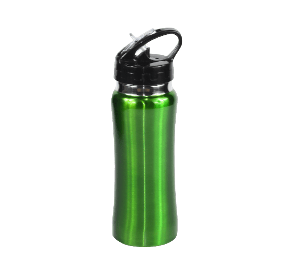 Stainless steel drink bottle with straw 580ml - Green