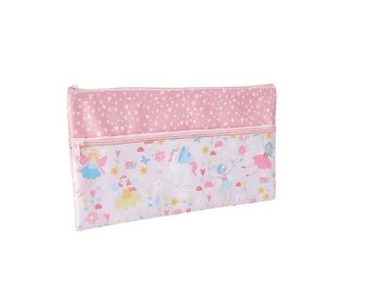 Large pink pencil case with fairies print