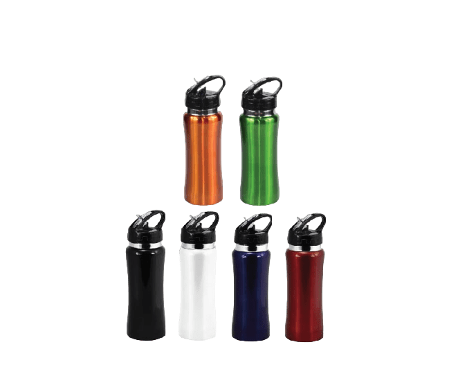 Stainless steel drink bottle with straw 580ml - Black