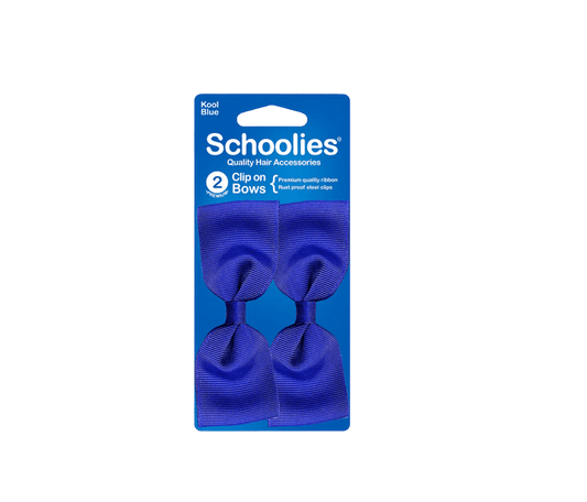 Schoolies Bows with Clips - Kool Blue