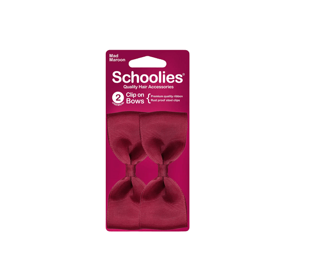 Schoolies Bows with Clips - Mad Maroon