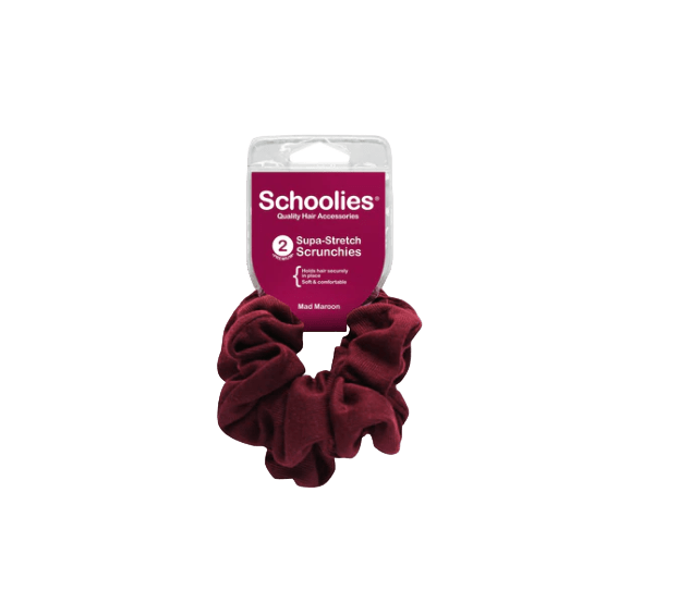 Schoolies Supa Stretch Scrunchies - Mad Maroon