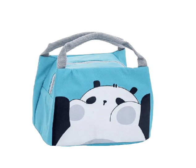 Kid Cooler Lunch Bag with Insulation - Blue Panda Design. Includes 2 x Mini Freezer Blocks