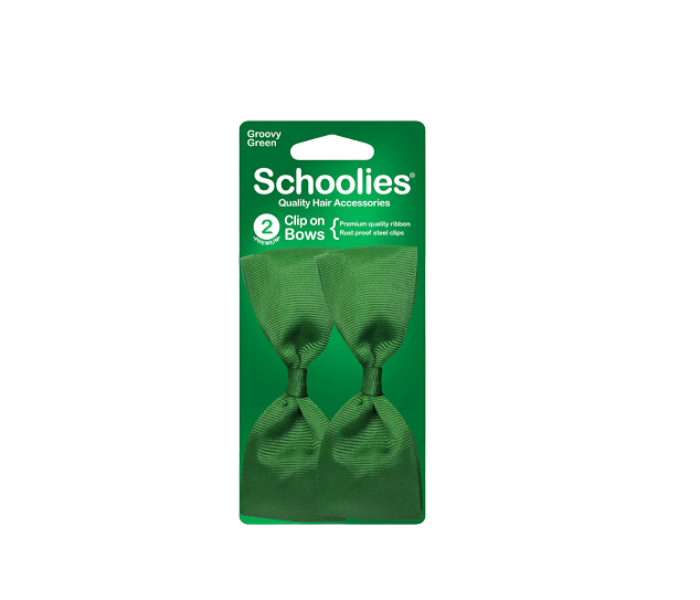 Schoolies Bows with Clips - Groovy Green